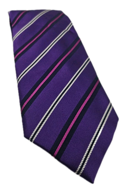 M & S Purple Stripe Pattern Mens Silk Tie Wedding Formal Neck Tie BX16