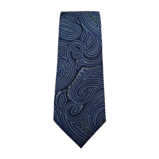 Blue Paisley Jacquard Pattern Silk Tie | Designer Mens Tie UK Paisley Vintage Mens Tie UK BX13