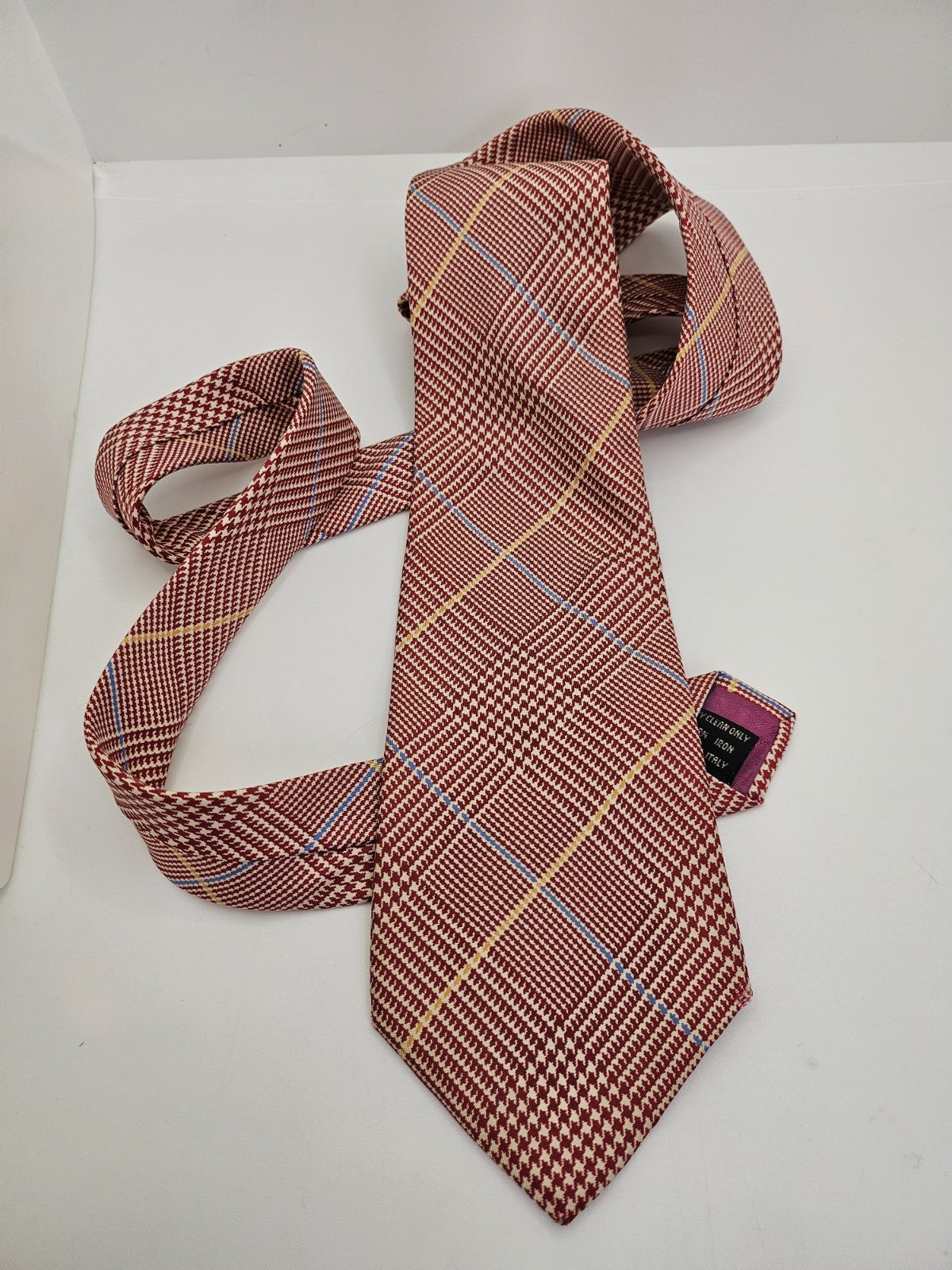 Gieves & Hawkes Mens Silk Tie Red Plaid Tartan Vtg Retro Wedding Neck Tie R9