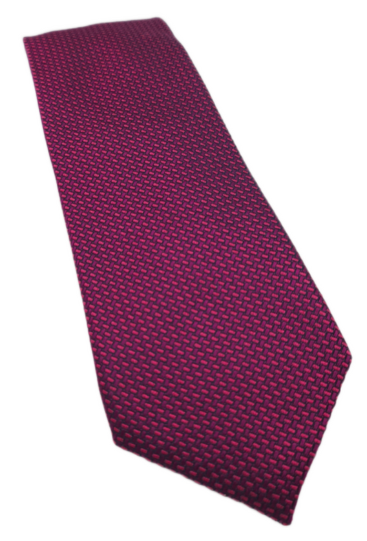 Charles Tyrwhitt Silk Tie Mens Magenta Purple Textured Geometric Necktie BX11