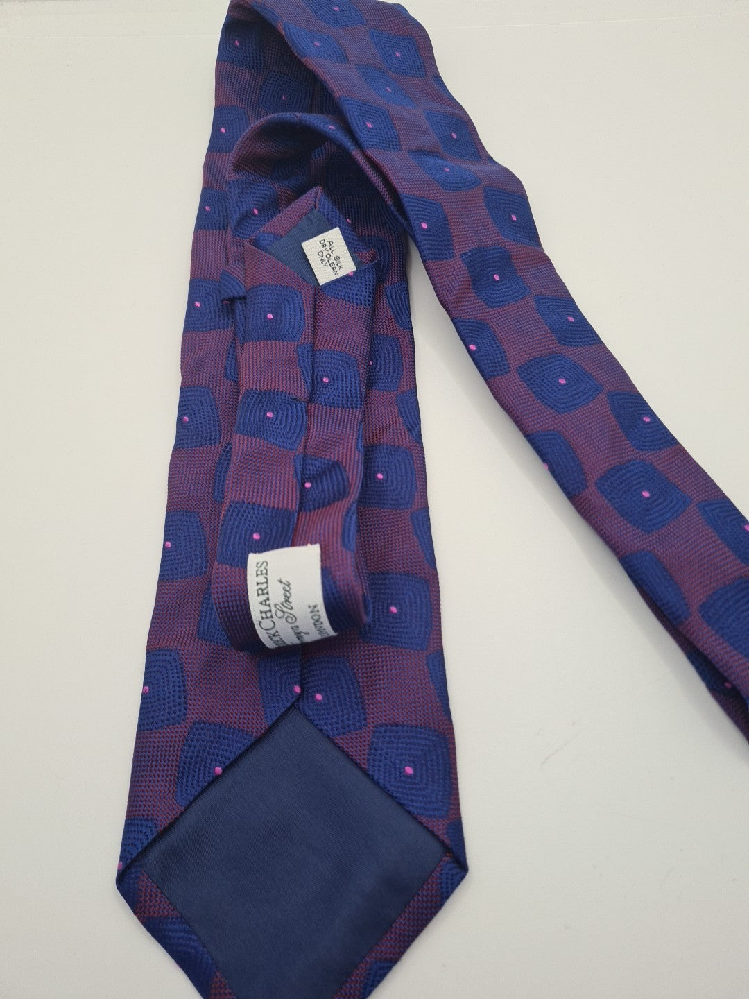 Rodderick Charles Purple geometric Mens Silk Tie Classic Designer Necktie Geometric Vintage Mens Tie UK BX7
