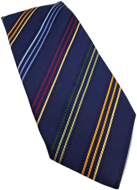 Charles Tyrwhitt Navy Blue Striped Silk Tie