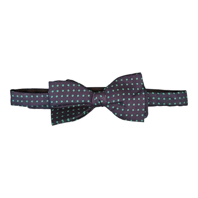 Fredrick Theak Navy Blue & Green Spotted Silk Bow Tie