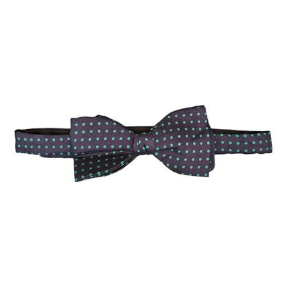 Fredrick Theak Navy Blue & Green Spotted Silk Bow Tie