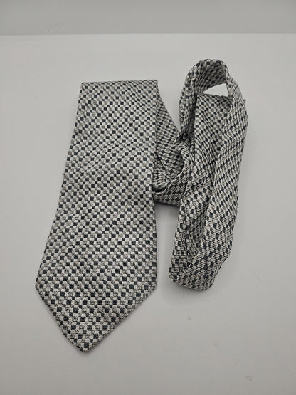 New & Lingwood Grey Geometric Woven Mens Silk Tie Wedding Formal Neck Tie BX18