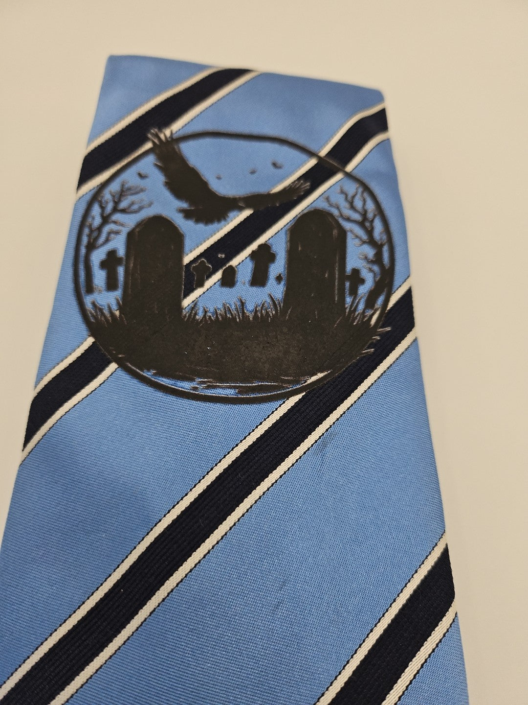 Crow Gothic Graphic Tie | Reworked Vintage Mens Tie UK | Statement Novelty BX13