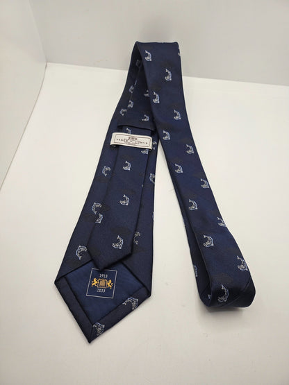 Hawes & Curtis Navy Blue Fish Silk Tie