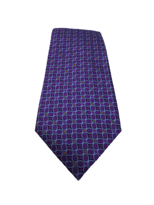 Charles Tyrwhitt Silk Tie Mens Purple Geometric Pattern Classic Y2k Necktie BX13