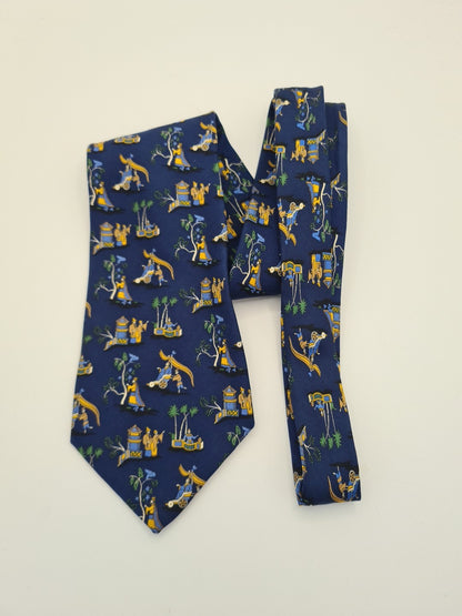 Salvatore Ferragamo Blue Rare Pattern Silk Tie | Designer Mens Tie UK  BX11
