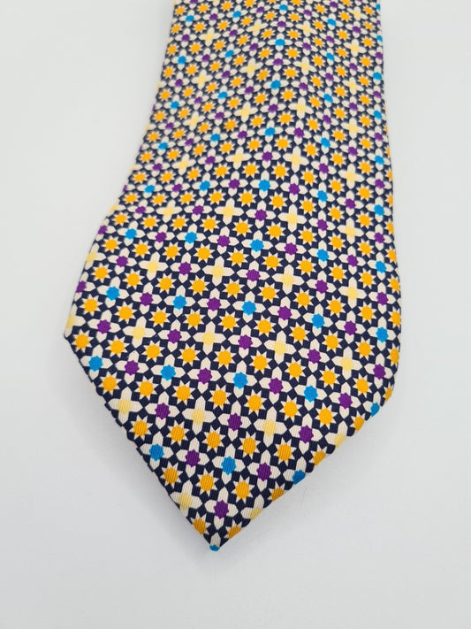 Pierre Balmain Paris Star Retro Pattern Silk Tie | Designer Mens Tie UK Vintage Mens Tie UK BX13