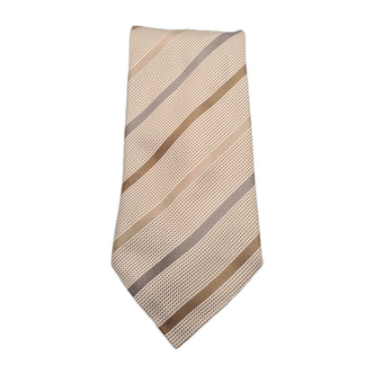 Pockets Beige Stripe Mens Silk Tie Classic Designer Necktie Striped Vintage Mens Tie UK BX13