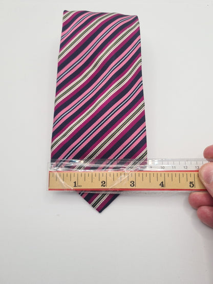 Chester Barrie Pink Stripe Mens Silk Tie Classic Designer Necktie Formal Striped Vintage Mens Tie UK BX10