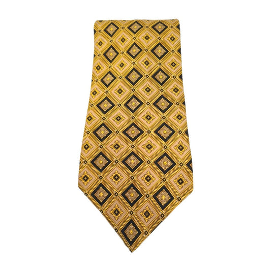Gold Vintage Wide Geometric Pattern Silk Tie | Designer Mens Tie UK Geometric Vintage Mens Tie UK BX14
