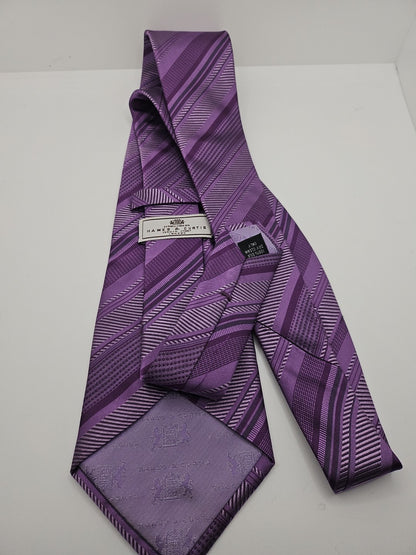 Hawes & Curtis Wide Purple Stripe Mens Silk Tie Wedding Formal Neck Tie BX13