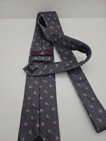 Moss Grey / Purple Paisley pattern Mens Silk Tie Wedding Formal Neck Tie BX16