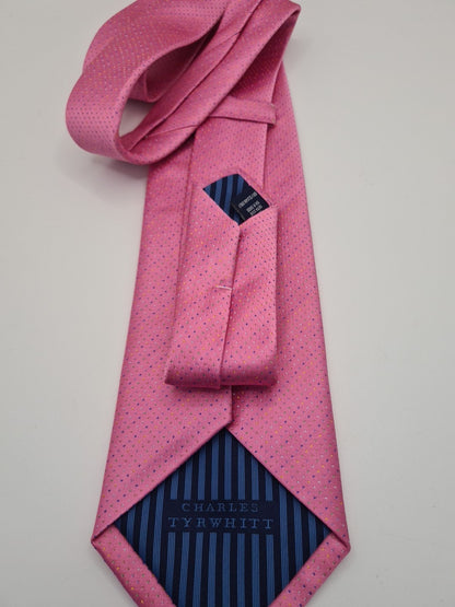 Charles Tyrwhitt Pink Spotty Mens Silk Tie Classic Designer Necktie Spotted Vintage Mens Tie UK BX13