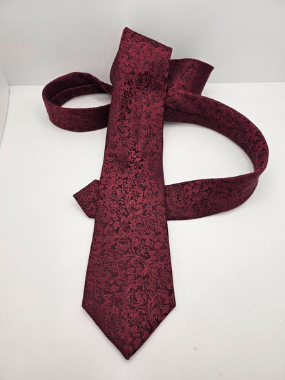 Moss 1851 Silk Tie Mens Burgundy Red Paisley Woven Jacquard Retro Neck Tie BX1