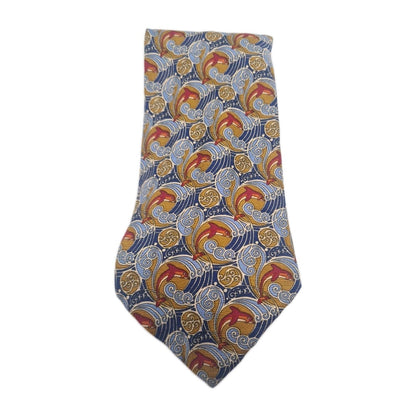 Vintage Aquascutum Sea Dolphin Mens Silk Tie Classic Designer Necktie Formal Vintage Mens Tie UK BX9