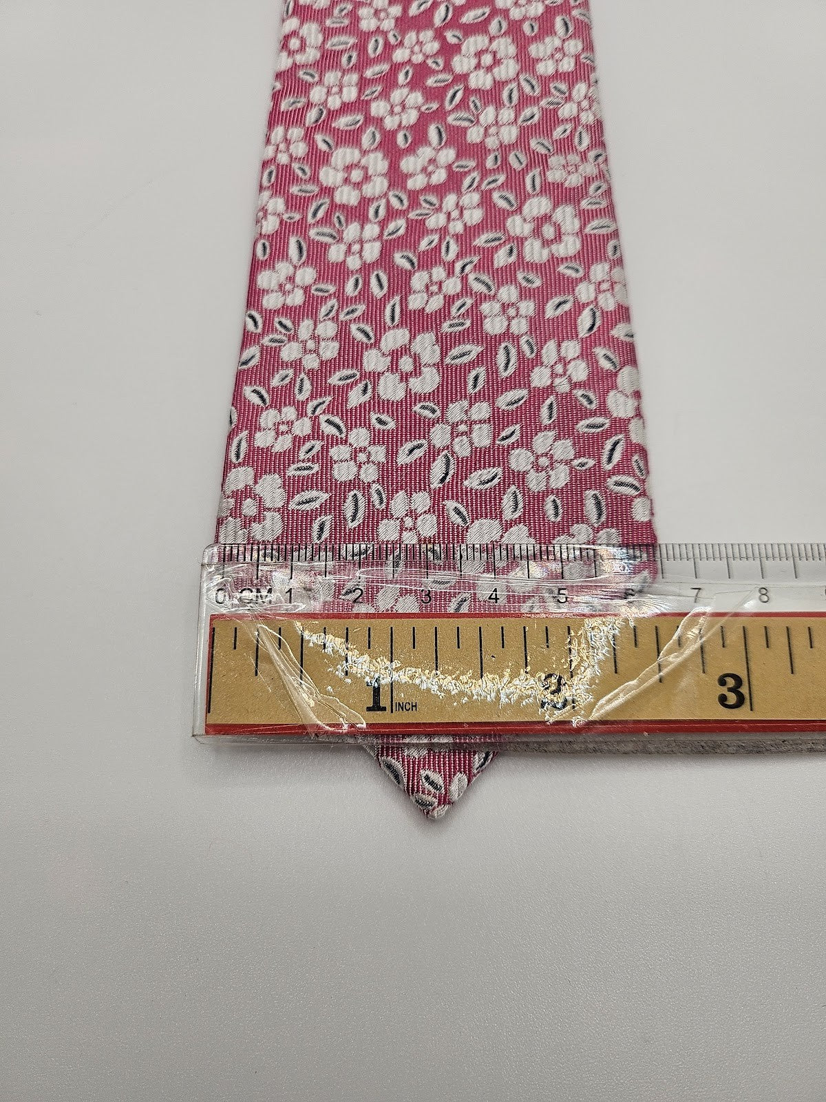 T.M.Lewin Mens Silk Tie Pink Floral Vtg Retro Wedding Neck Tie