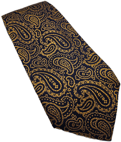 Charles Tyrwhitt Gold Navy Blue Paisley Textured Silk Tie