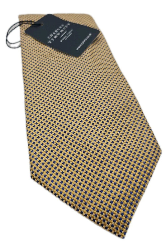 Charles Tyrwhitt NWT Yellow Diamond Mens Silk Tie Wedding Formal Neck Tie BX17