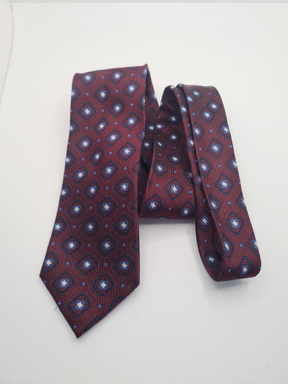 Paul Costelloe Burgundy Mens Silk Tie Classic Designer Necktie Formal Vintage Mens Tie UK BX10