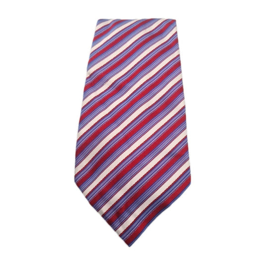 Hawes & Curtis Red Blue striped Wide Mens Silk Tie Designer Necktie Formal Striped Vintage Mens Tie UK BX8