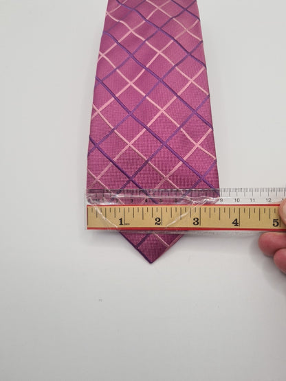 Thomas Pink Purple Check Mens Silk Tie Classic Designer Necktie Formal Vintage Mens Tie UK BX10
