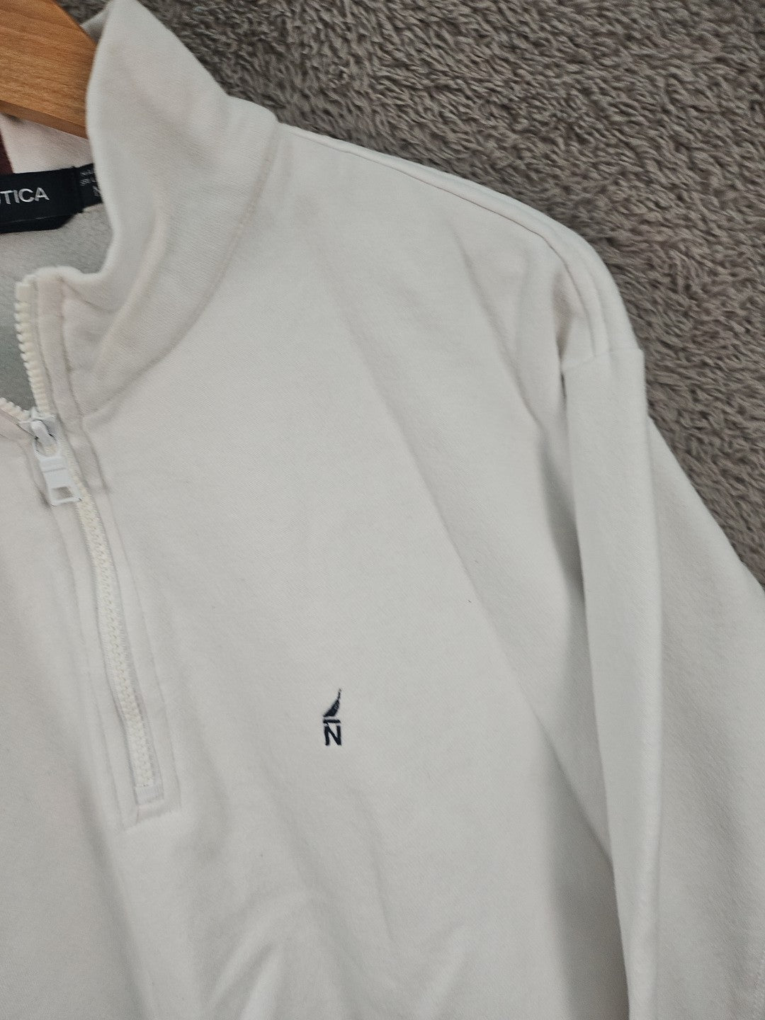 Nautica 1/4 Zip Mens Medium White Pullover Sweater  TB3