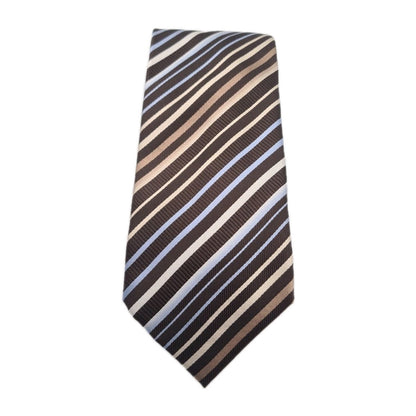 John Lewis Retro Brown Stripe Mens Silk Tie Classic Designer Necktie Striped Vintage Mens Tie UK BX12