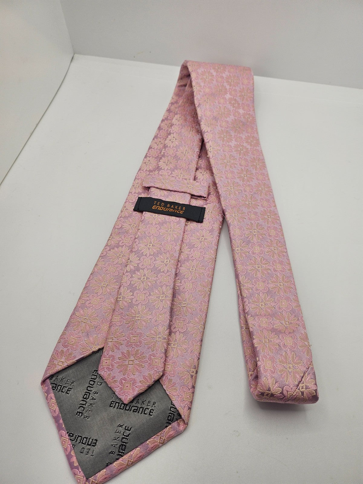 Ted Baker Endurance Silk Tie Mens Pink Geometric Floral Vintage Neck Tie BX15