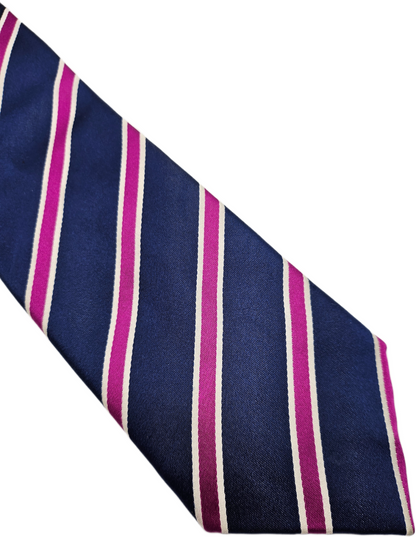 Marks & Spencer Silk Tie Mens Navy Diagonal Regimental Stripe Retro Neck Tie BX2