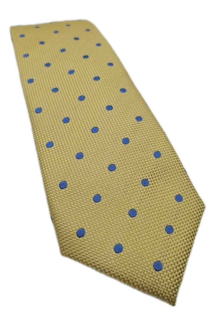Charles Tyrwhitt Yellow Blue Spotted Mens Silk Tie Wedding Formal Neck Tie BX13