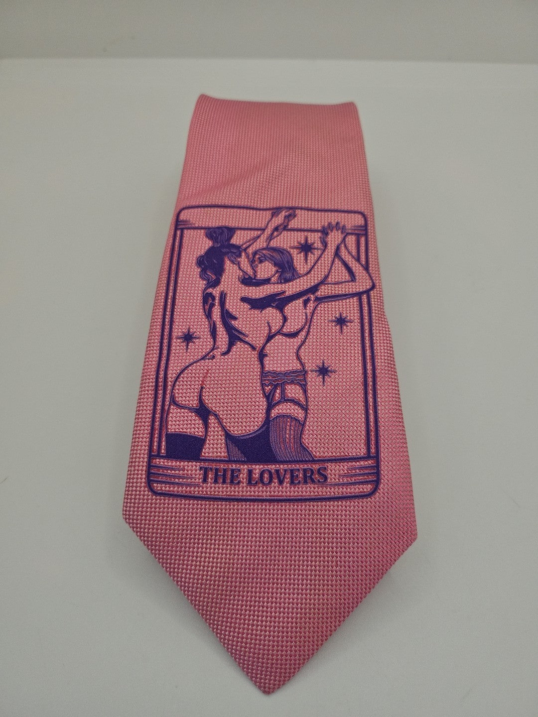 Pink Tarot Graphic Tie | Reworked Vintage Mens Tie UK | Statement Novelty BX13