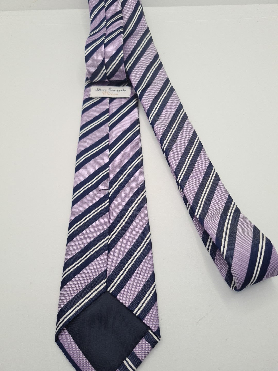 John Francomb Skinny Purple Stripe Mens Silk Tie Classic Designer Necktie Striped Vintage Mens Tie UK BX8