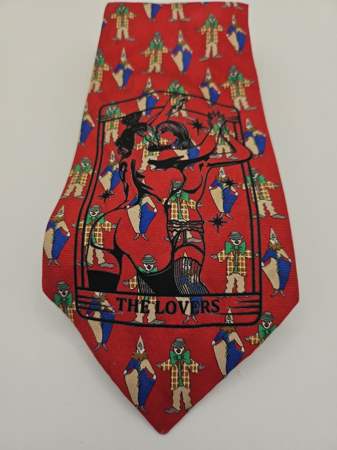 Clown tarot Harrods Tie | Reworked Vintage Mens Tie UK | Statement Novelty BX13