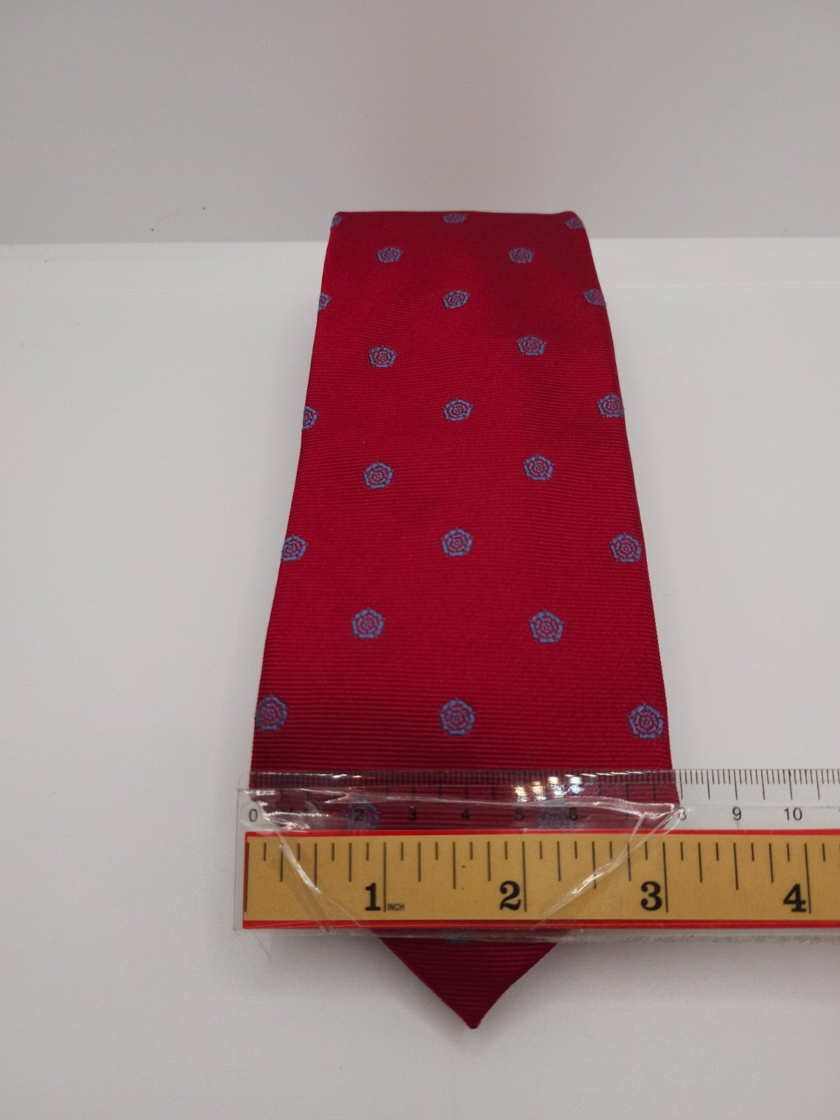 Charles Tyrwhitt Silk Tie Mens Red Blue Medallion Pattern Classic Necktie BX13