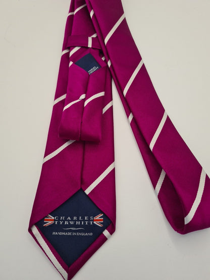 Charles Tyrwhitt Purple Stripe Busines Mens Silk Tie Classic Formal Necktie Striped Vintage Mens Tie UK BX14