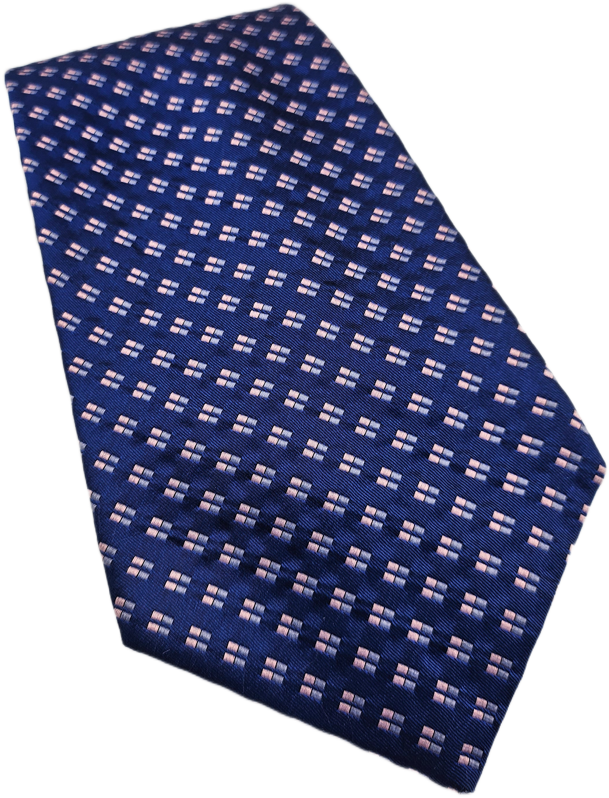 Vintage Mens Silk Tie Osborne Blue Geometric Pattern Textured Neck Tie BX25