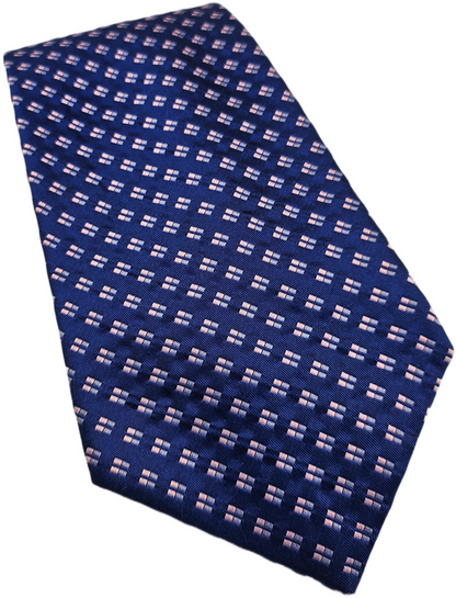 Vintage Mens Silk Tie Osborne Blue Geometric Pattern Textured Neck Tie BX25