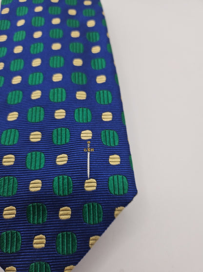Gieves & Hawkes Blue/Green Pattern Mens Silk Tie Wedding Formal Neck Tie BX17