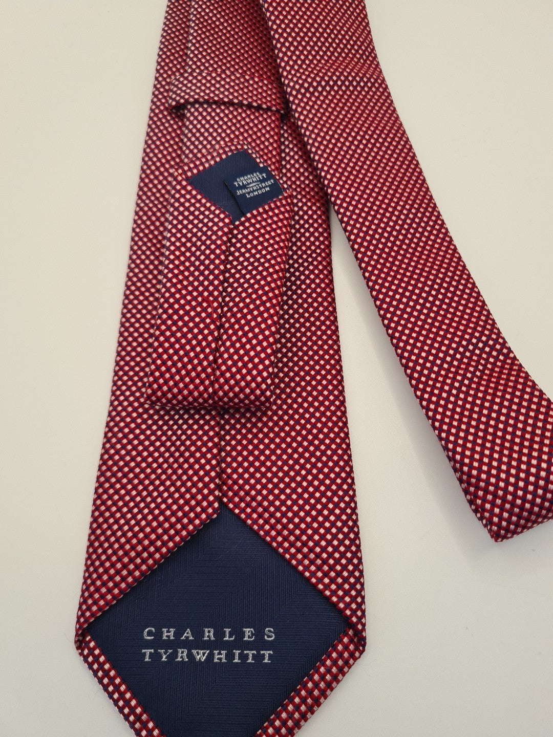 Charles Tyrwhitt Red Geometric Mens Silk Tie Classic Formal Necktie Geometric Vintage Mens Tie UK BX14