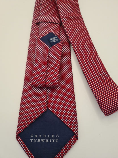 Charles Tyrwhitt Red Geometric Mens Silk Tie Classic Formal Necktie Geometric Vintage Mens Tie UK BX14