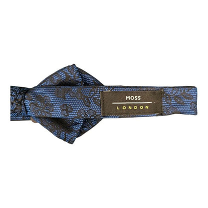 Moss London Dark Blue & Black Lace Print Bow Tie