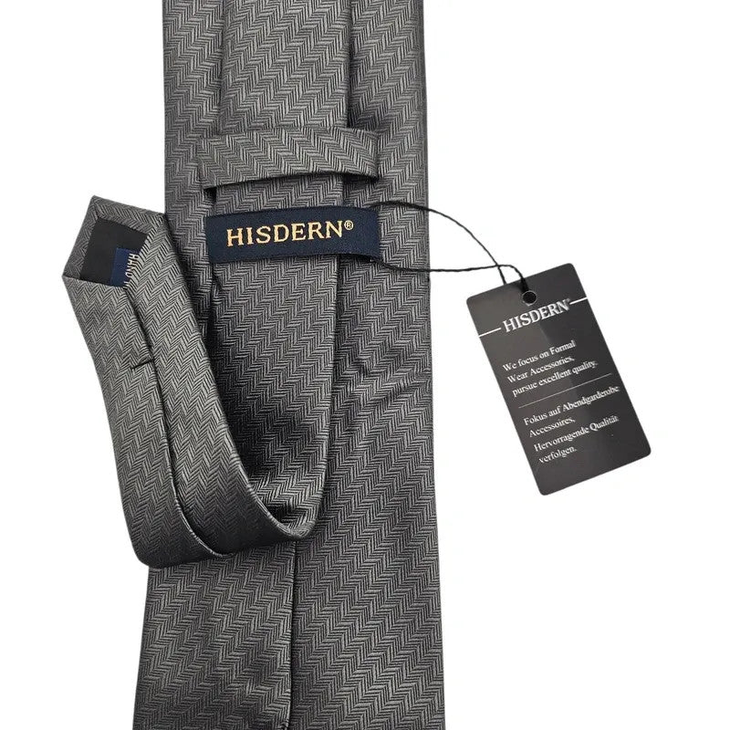 Hisdern Men's Gun Metal Wedding formal Neck tie  Silk Tie