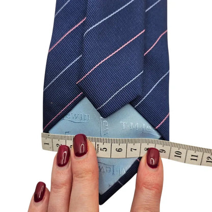 TM Lewin Men's Navy Blue Striped Silk Tie