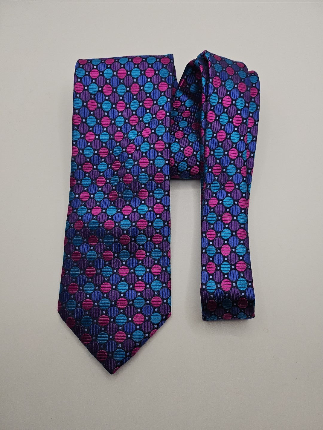Circle Purple Retro pattern Mens Silk Tie Wedding Formal Neck Tie BX15