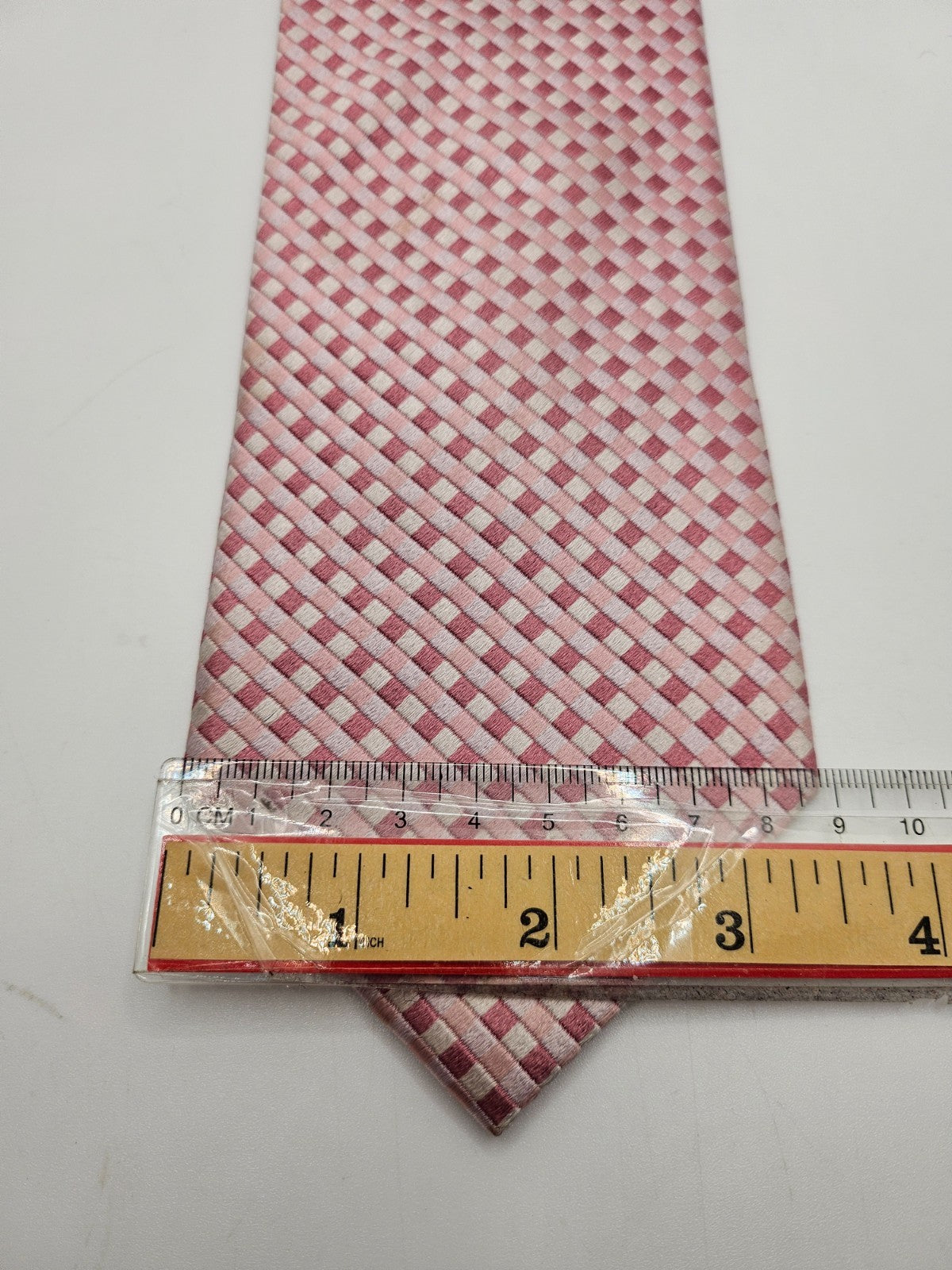 T.M.Lewin Silk Tie Mens Pink Micro Check Geometric Formal Wedding Neck Tie BX21
