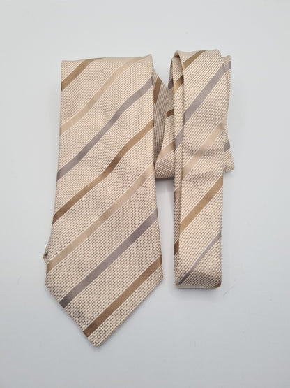 Pockets Beige Stripe Mens Silk Tie Classic Designer Necktie Striped Vintage Mens Tie UK BX13