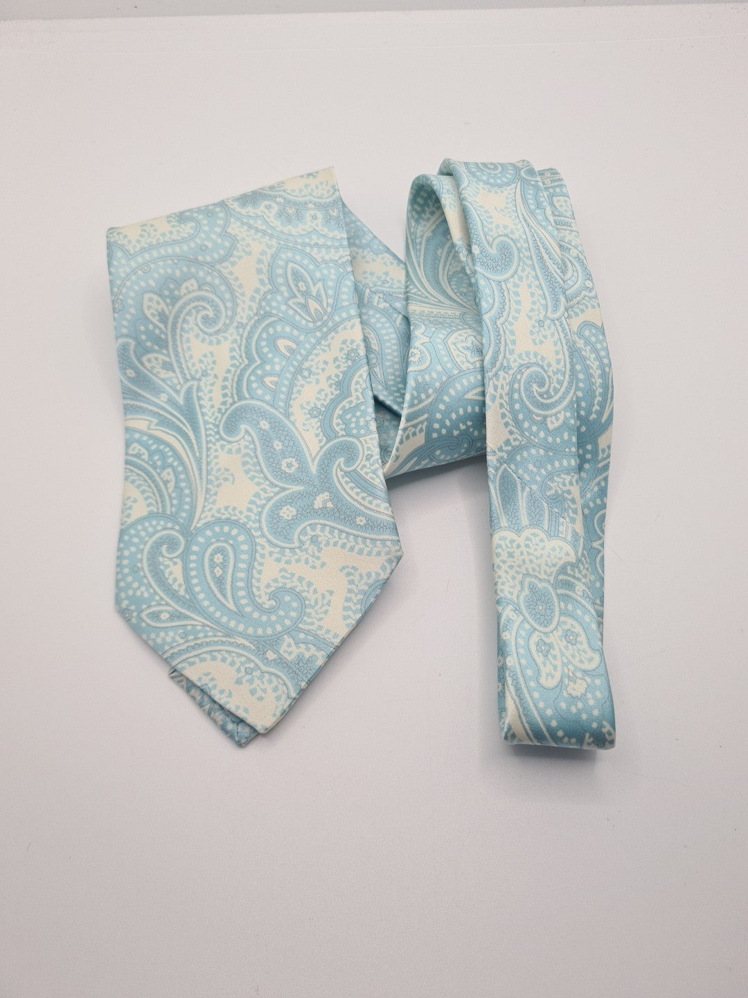 Italian Wide Paisley Green Cream Mens Silk Tie Classic Designer Necktie Paisley Vintage Mens Tie UK BX12